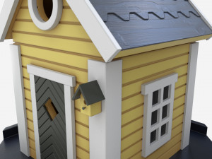Outdoor Garden Birdhouse on Pillar 3D Model