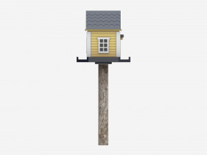 Outdoor Garden Birdhouse on Pillar 3D Model