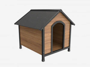 Niche ext&eacute;rieure pour chien en bois 02 Modèle 3D