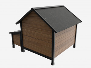 Outdoor Wooden Dog House 03 3D Model