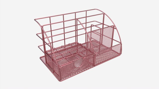 Rose Metal Desk Organizer 3D 模型 .c4d .max .obj .3ds .fbx .stl .blend 