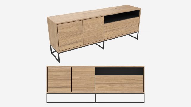 Sideboard with doors and drawers 3D Model .c4d .max .obj .3ds .fbx .stl .blend 
