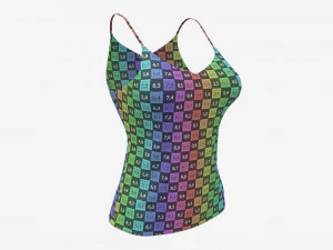 Strap Vest Top for Women Black Mockup 3D Model