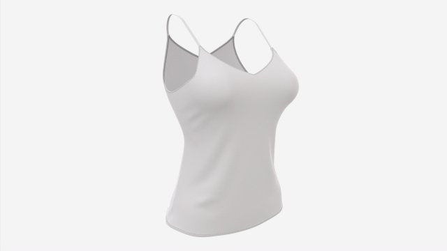 Strap Vest Top for Women White Mockup 3D Модель .c4d .max .obj .3ds .fbx .stl .blend 