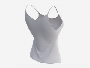 Strap Vest Top for Women White Mockup 3D Модель