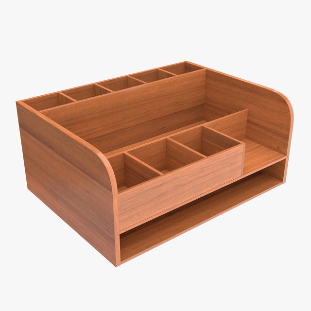 Wooden Desk Organizer 01 3D Model .c4d .max .obj .3ds .fbx .stl .blend 