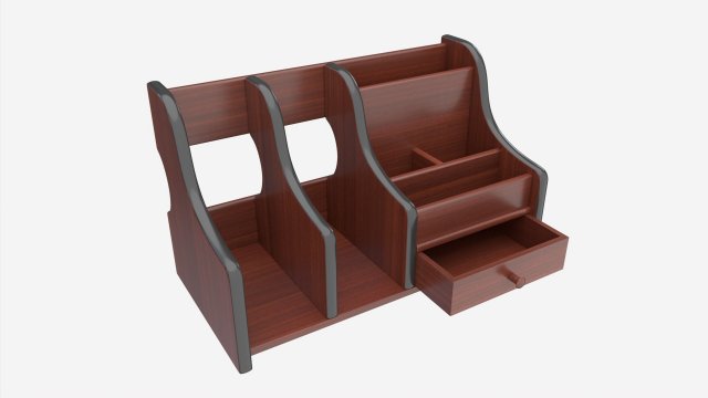 Wooden Desk Organizer 02 Modello 3D .c4d .max .obj .3ds .fbx .stl .blend 