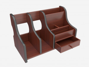 Wooden Desk Organizer 02 Modello 3D