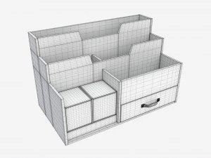 Wooden Desk Organizer 03 3D Model