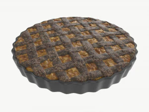 Tarte aux pommes br&ucirc;l&eacute;e avec assiette Modèle 3D