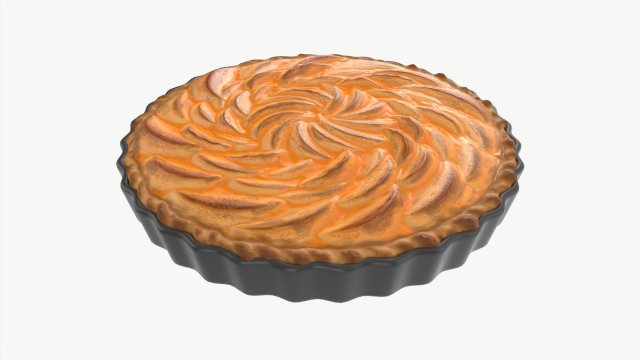 Apple Pie French with Plate 01 3D Model .c4d .max .obj .3ds .fbx .stl .blend 