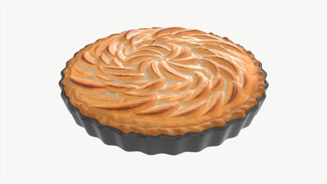 Apple Pie French with Plate 02 3D Model .c4d .max .obj .3ds .fbx .stl .blend 