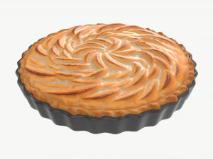 Apfelkuchen Franz&ouml;sisch mit Teller 02 3D Modell