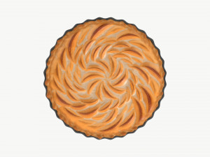 Apple Pie French with Plate 02 3D Model