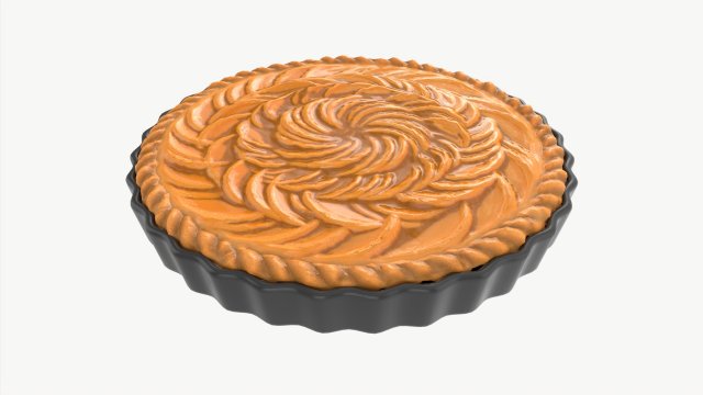 Apple Pie French with Plate 03 3D Модель .c4d .max .obj .3ds .fbx .stl .blend 