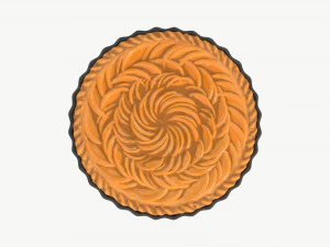 Apple Pie French with Plate 03 3D Model