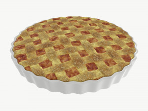 Apple Pie with Plate 01 3D Model