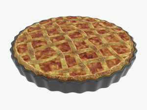 Apple Pie with Plate 02 3D Model
