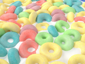Bowl of Colored Cheerios with Milk Modèle 3D