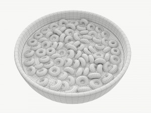 Bowl of Colored Cheerios with Milk Modèle 3D