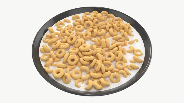 Bowl of Honey Cheerios 3D Model in Miscellaneous 3DExport