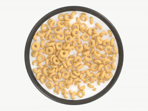 Bowl of Honey Cheerios with Milk 3D Model