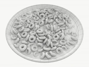Bowl of Honey Cheerios with Milk 3D Model