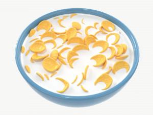 Bowl with Cornflakes 02 3D Model
