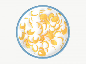 Bowl with Cornflakes 02 Model 3D