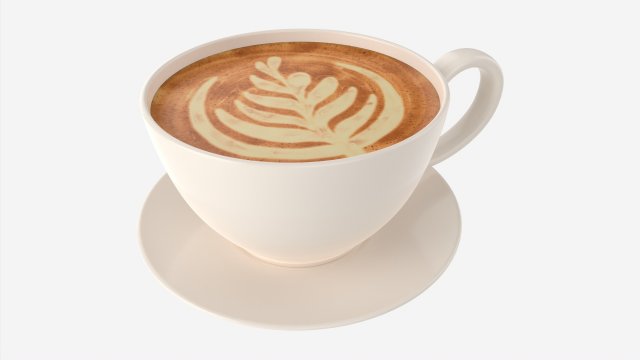 Coffee Latte in Mug With Saucer 01 Modelo 3D .c4d .max .obj .3ds .fbx .stl .blend 