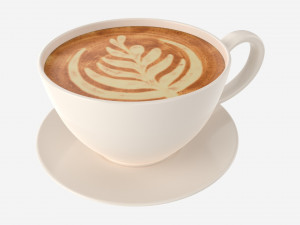 Coffee Latte in Mug With Saucer 01 3D Model