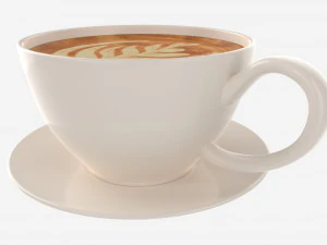 Coffee Latte in Mug With Saucer 01 3D Model
