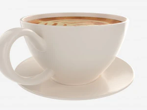 Coffee Latte in Mug With Saucer 01 3D Model