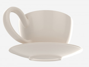 Coffee Latte in Mug With Saucer 01 Modelo 3D