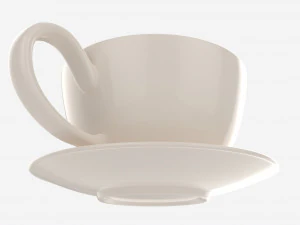 Coffee Latte in Mug With Saucer 01 3D Model