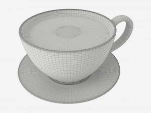 Coffee Latte in Mug With Saucer 01 3D Model