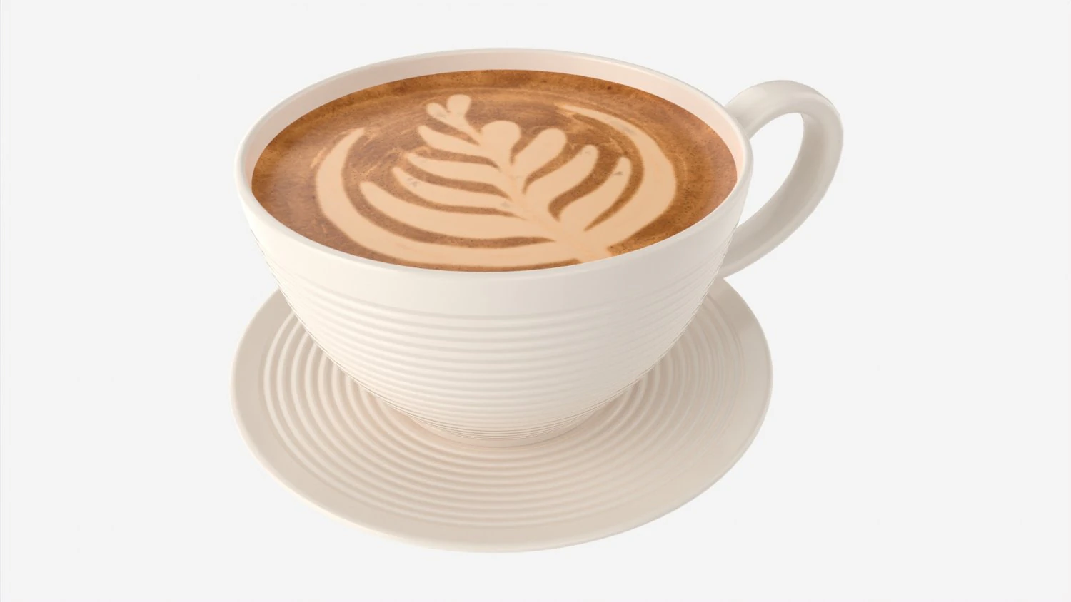Coffee Latte in Mug With Saucer 02 3D Model .c4d .max .obj .3ds .fbx .stl .blend