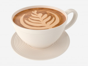 Coffee Latte in Mug With Saucer 02 3D Model