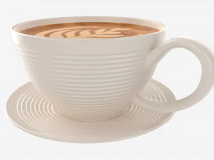Coffee Latte in Mug With Saucer 02 3D Model