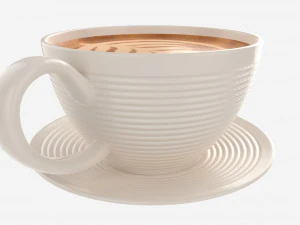 Coffee Latte in Mug With Saucer 02 3D Model