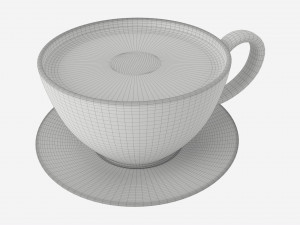 Coffee Latte in Mug With Saucer 02 3D 모델