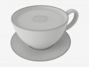 Coffee Latte in Mug With Saucer 02 3D Model