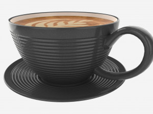 Coffee Latte in Mug With Saucer 03 3D Model