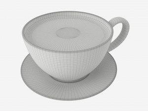 Coffee Latte in Mug With Saucer 03 3D Model