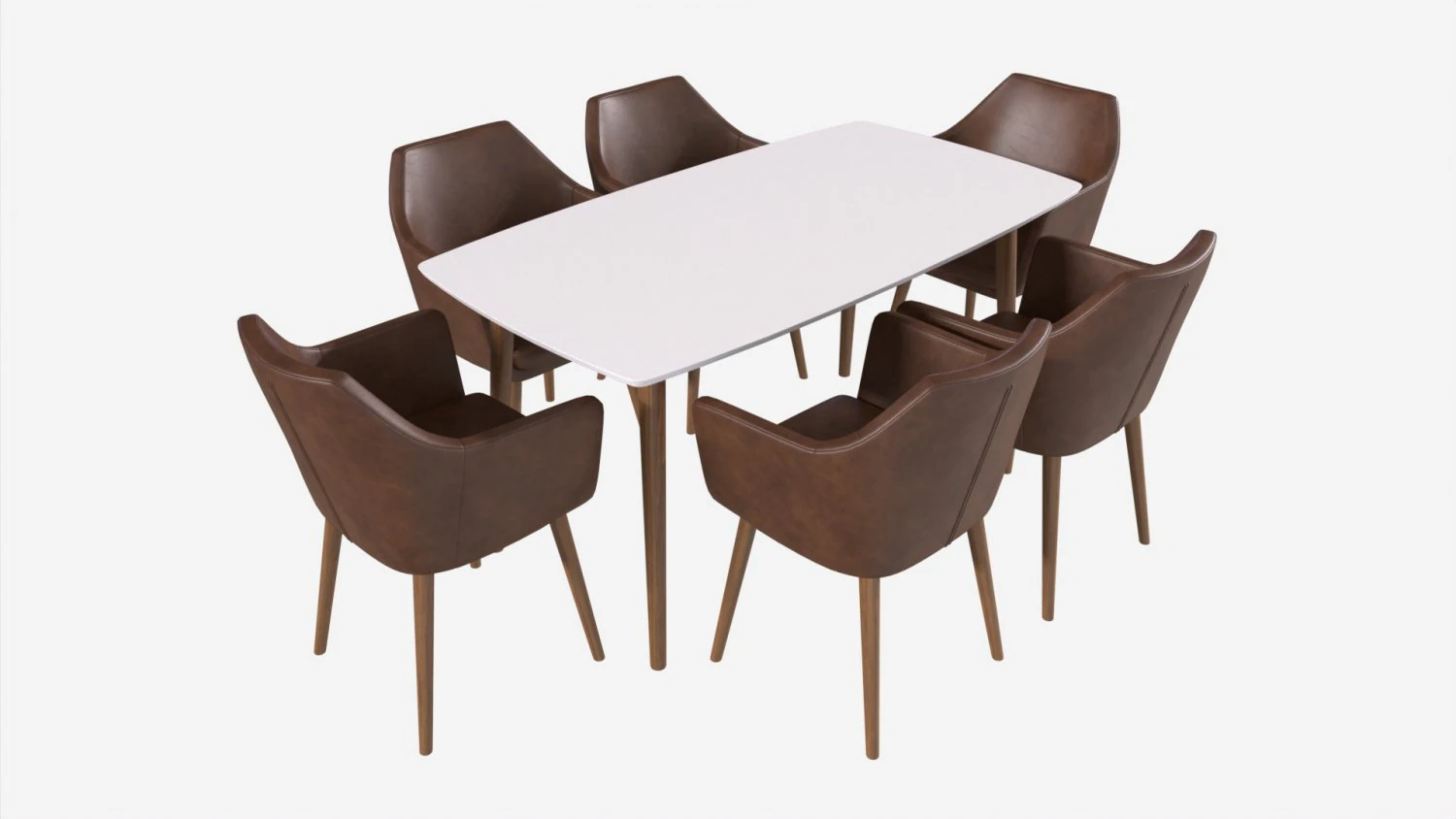 Dining set Nagano table 6 chairs 3D Model .c4d .max .obj .3ds .fbx .stl .blend