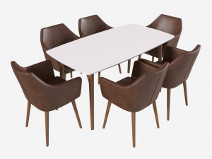 Dining set Nagano table 6 chairs 3D Model