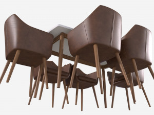 Dining set Nagano table 6 chairs 3D Model