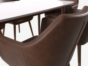 Dining set Nagano table 6 chairs 3D Model