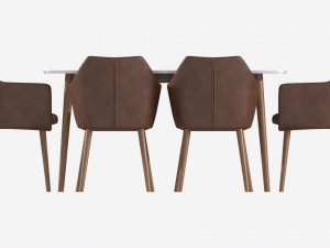 Dining set Nagano table 6 chairs 3D Model