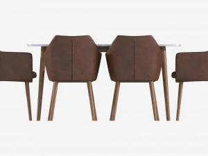 Dining set Nagano table 6 chairs 3D Model